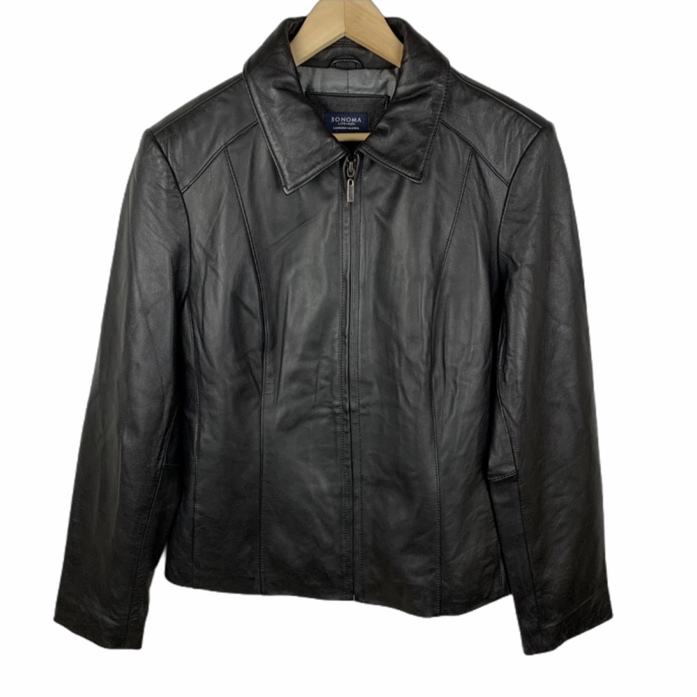Sonoma Lambskin Leather Lined Jacket Women's Large